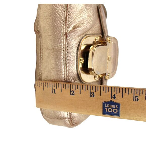 MICHAEL KORS ANTIQUE GOLD GENUINE LEATHER FLAP X-BODY SHOULDER BAG HANDBAG PURSE - Picture 8 of 14